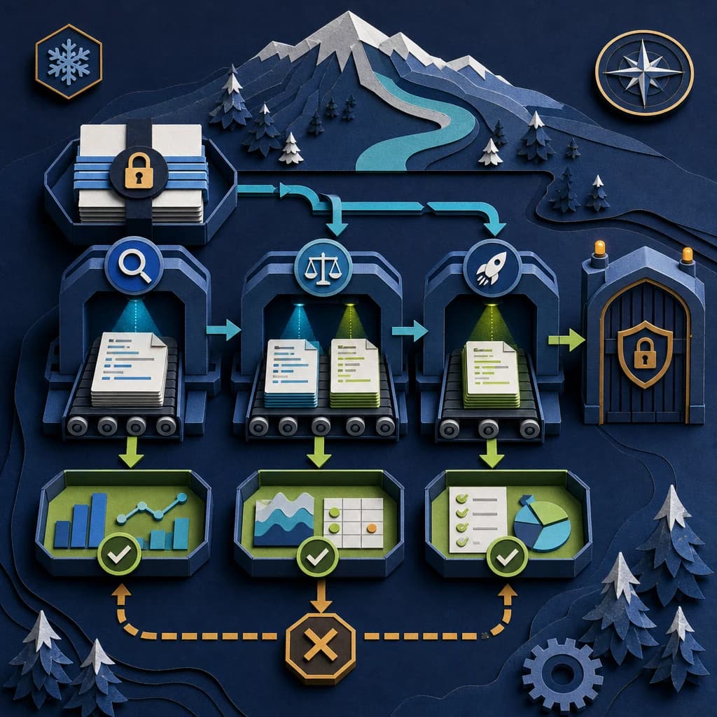 Release workflow progressing from baseline evidence through runtime comparison and controlled API version migration