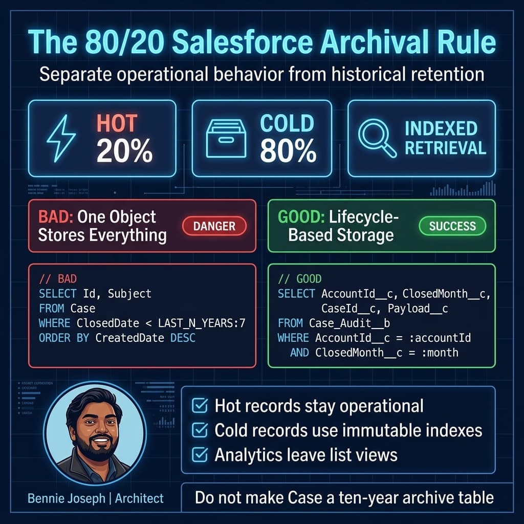 80 20 archival rule separating hot and cold Salesforce records