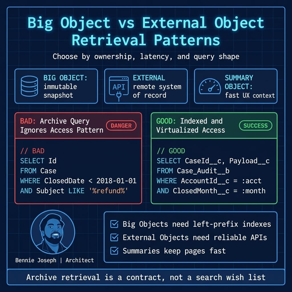 Big Object and External Object retrieval patterns with code examples