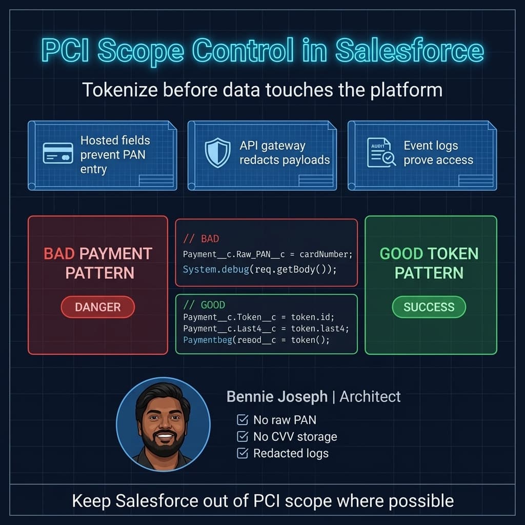 PCI tokenization pattern avoiding raw card storage