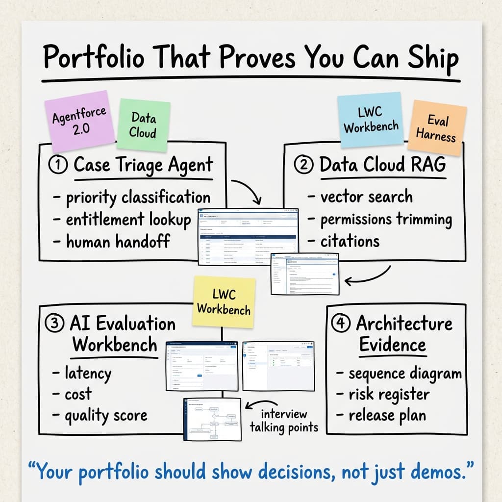 Three Salesforce AI architect portfolio projects