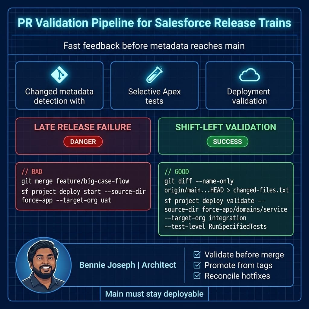 Salesforce PR validation pipeline shifting release checks left