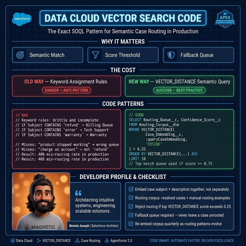 Data Cloud vector search case routing pipeline
