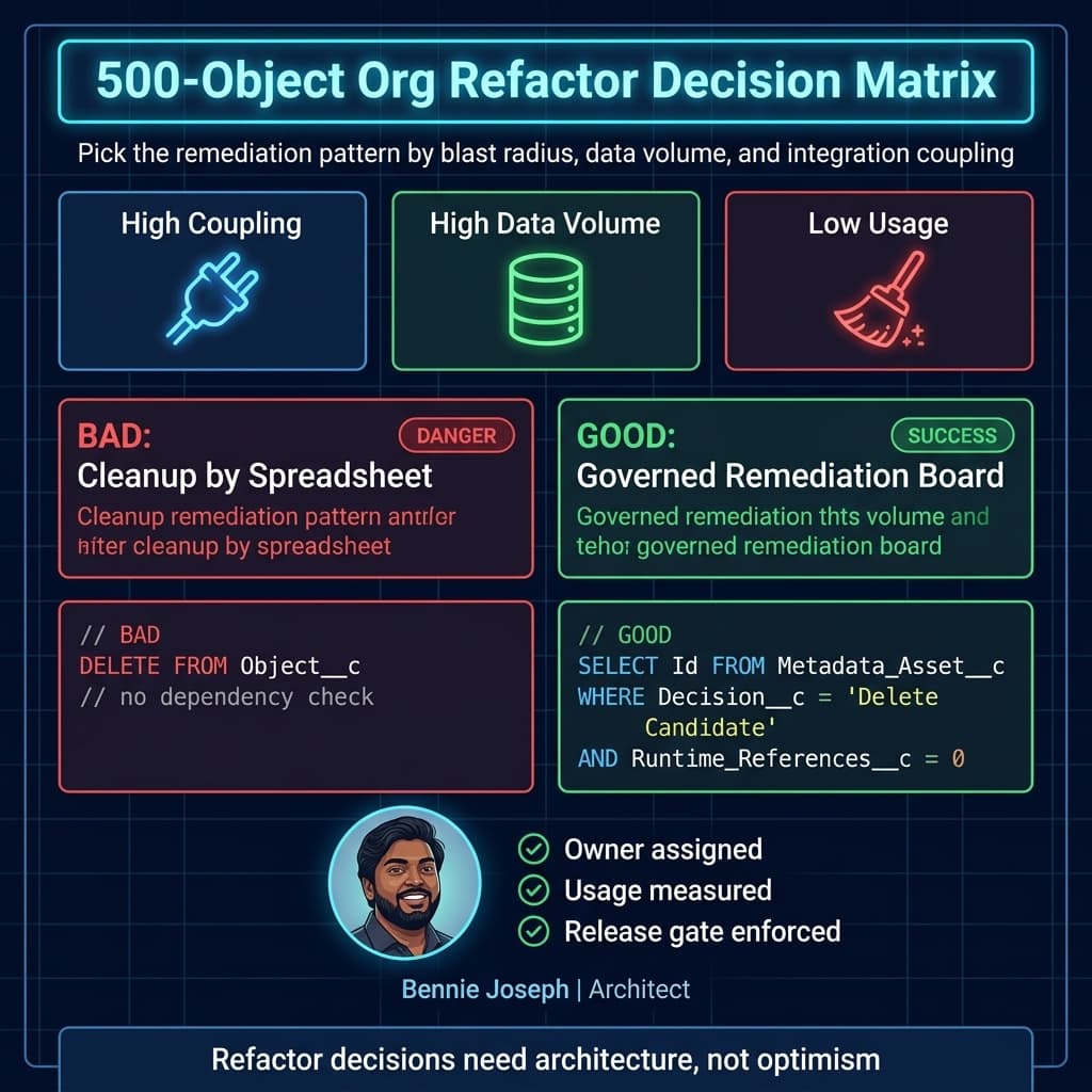 Decision matrix for 500-object Salesforce refactoring