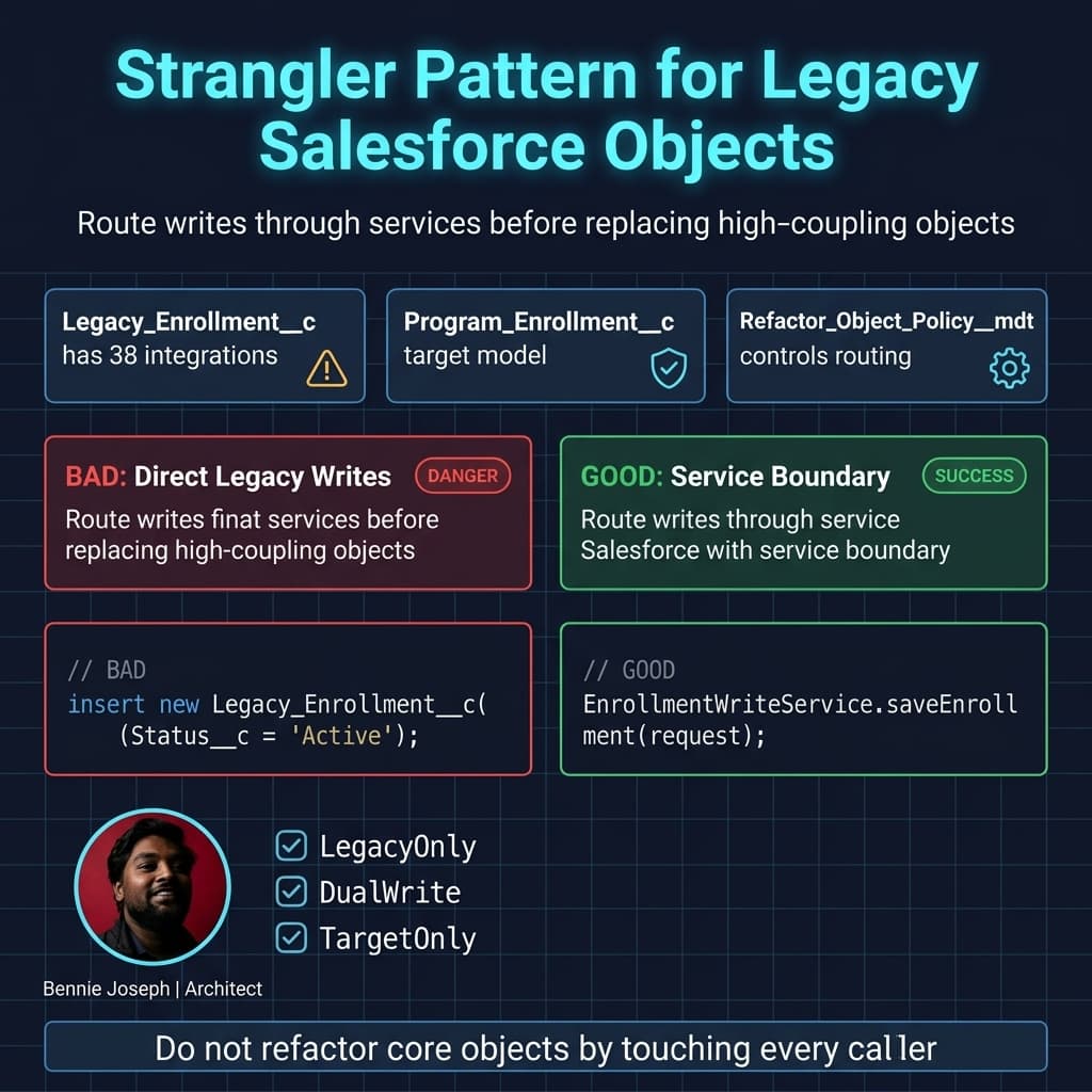 Strangler pattern for legacy Salesforce object refactoring