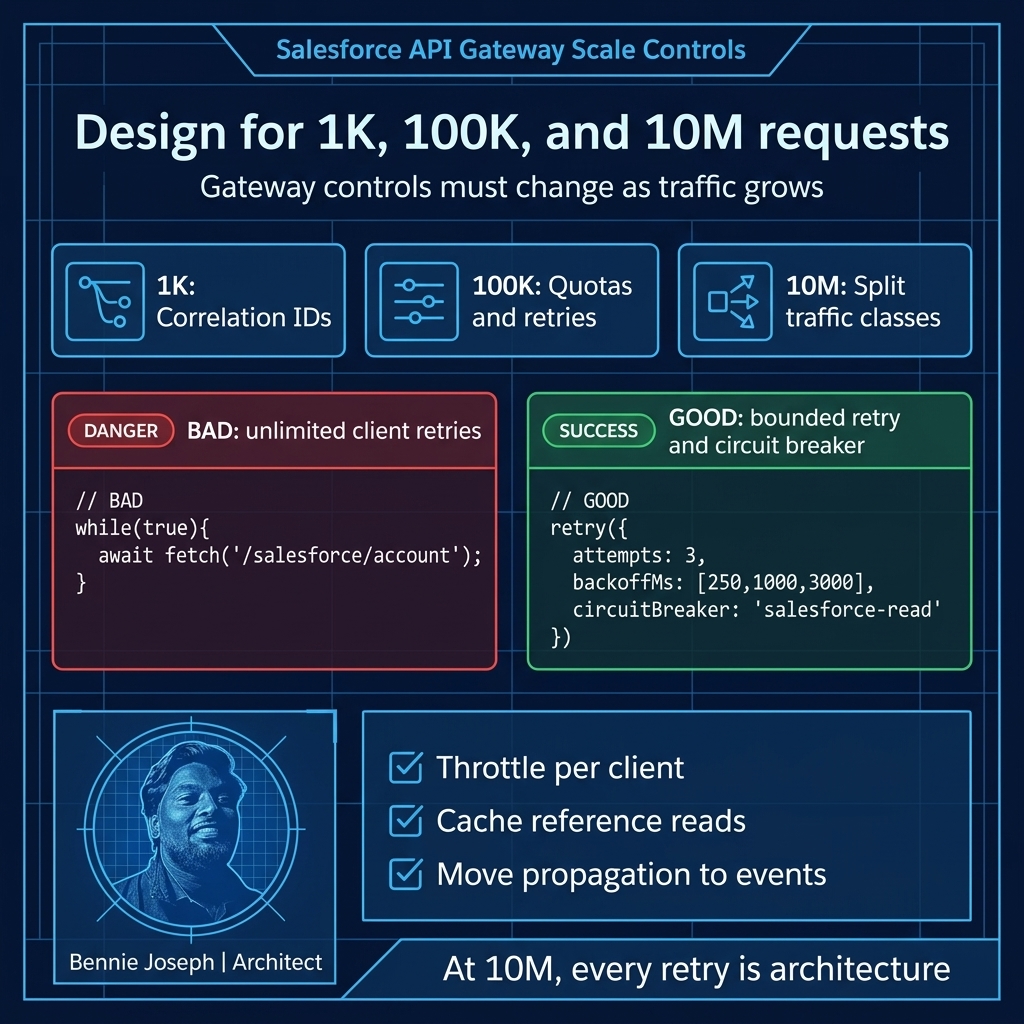 Salesforce API gateway scale controls from 1K to 10M