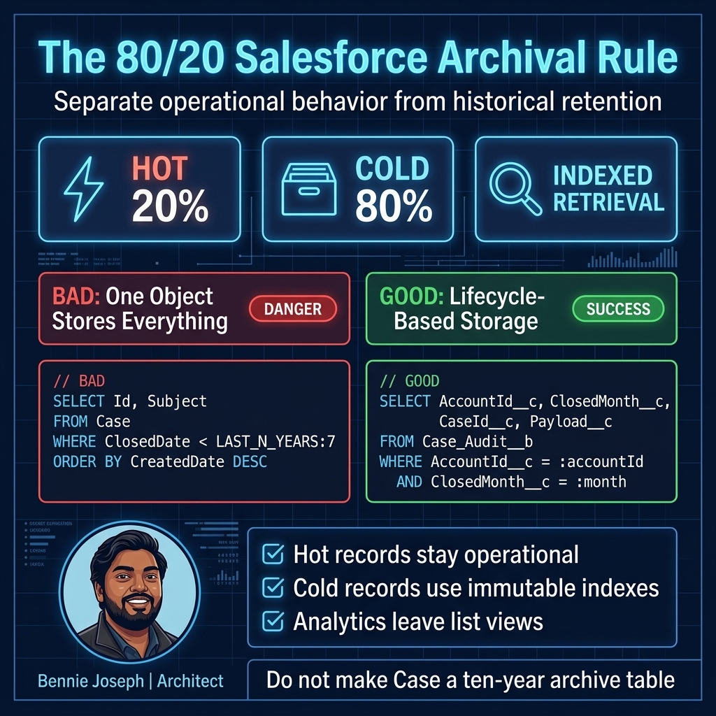 80 20 archival rule separating hot and cold Salesforce records