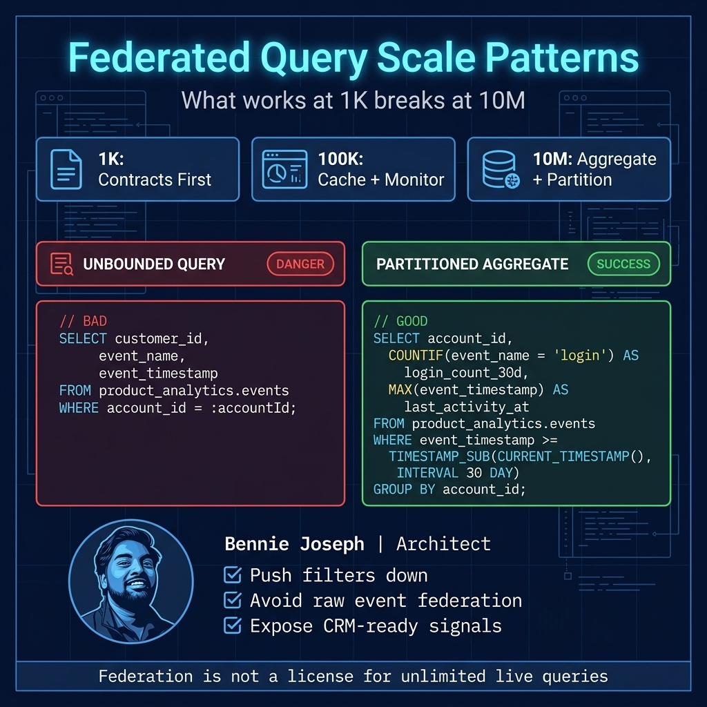 Federated query scale patterns from 1K to 10M