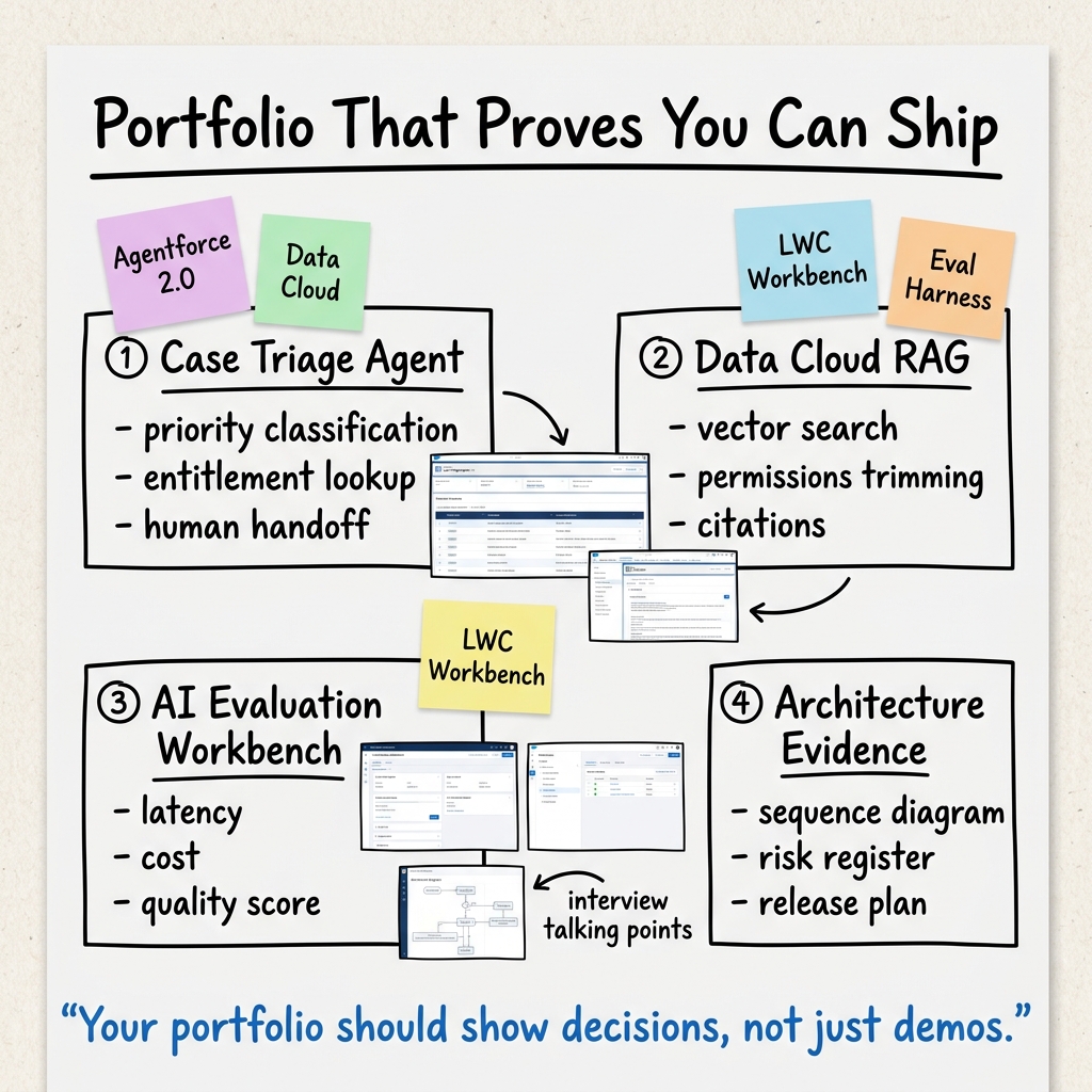 Three Salesforce AI architect portfolio projects