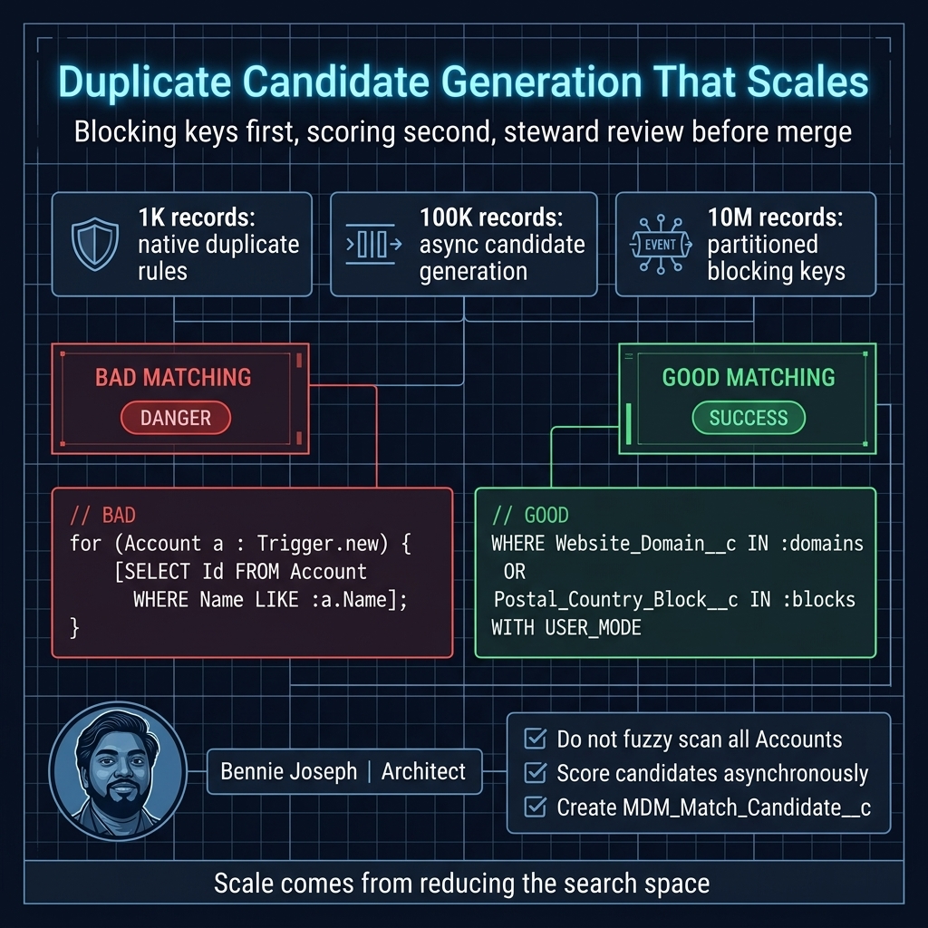 Duplicate candidate generation at Salesforce scale
