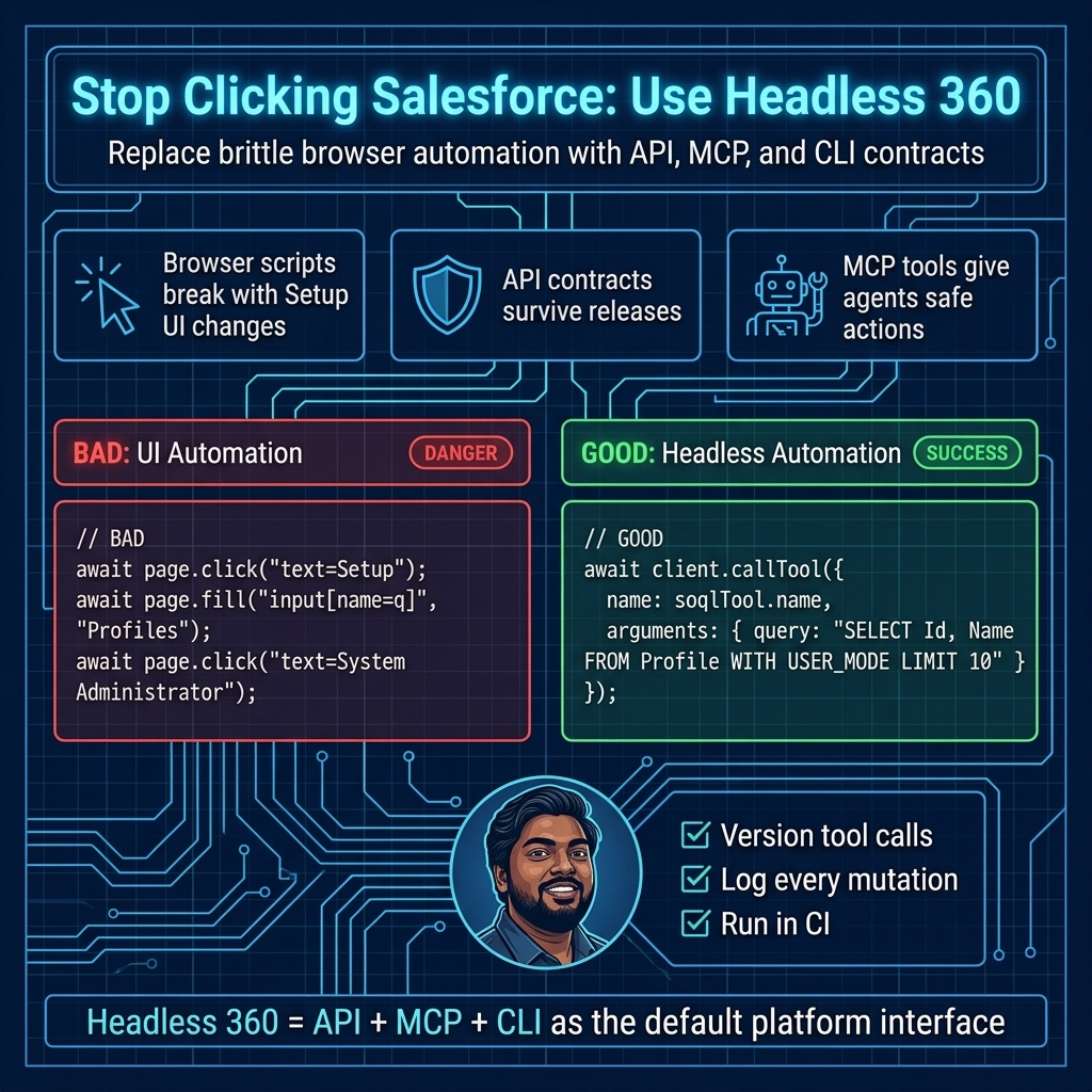 Headless automation replacing brittle Salesforce browser scripts